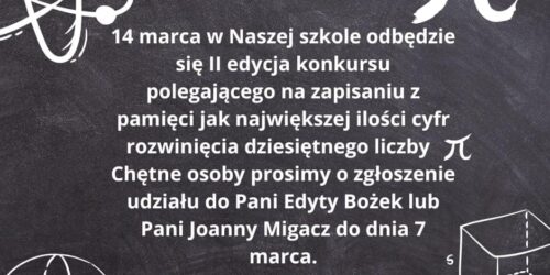 Zaproszenie do Konkursu z okazji Światowego Dnia Liczby π