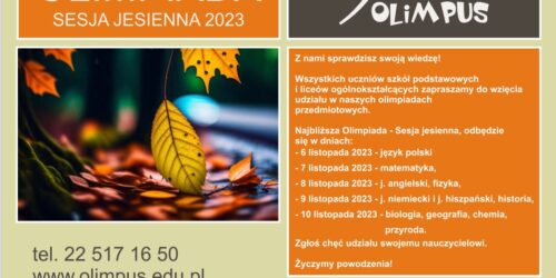 Zaproszenie do Konkursu „Olimpus” sesja jesienna 2023