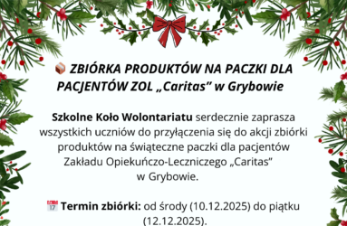 Zbiórka produktów do świątecznych paczek dla pacjentów ZOL „Caritas” w Grybowie